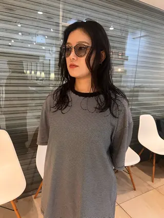 セミロング パーマ リリカ🐈‍⬛ブリー チカラー/上永谷のヘアスタイル