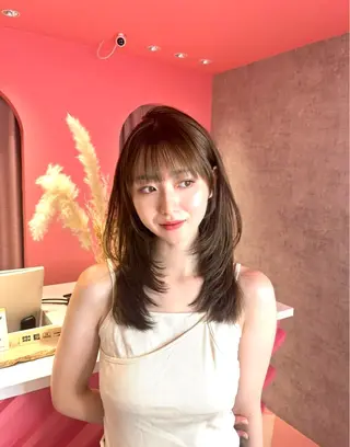 ロング カラー 山崎/ボブ縮毛矯正 レイヤー髪質改善のヘアスタイル