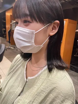 ミディアム カラー ヘアアレンジ 髪質改善カラー&TR 縮毛矯正/弱酸性矯正のヘアスタイル
