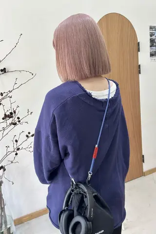 ショート カラー パーマ ヘアアレンジ 髪と音処　マトぺ所属・デザインカラー/ボブ ブリーチカラー/ユリのヘアスタイル