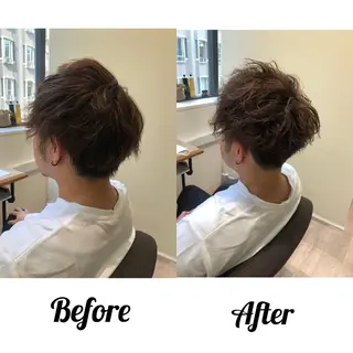 ショート カラー パーマ メンズ kiitos所属・関西センターパート メンズモデル募集のヘアスタイル