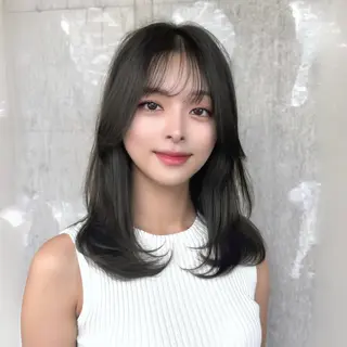 セミロング レイヤー特化/小顔顔 周り/セノ/表参道のヘアスタイル