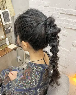 ロング ヘアアレンジ 【ピンク/韓国ヘア/ ヘアセット】亜海のヘアスタイル