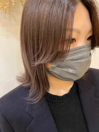 ミディアム カラー かえ🩶韓国ボブ🎀 透明感カラー🥣のヘアスタイル