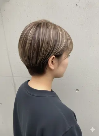 ショート カラー メンズハイライト /バレイヤージュ比嘉のヘアスタイル