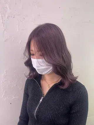 ミディアム カラー SALOWIN渋谷caldo店所属・SERINA/ウルフ 、デザインカラーのヘアスタイル