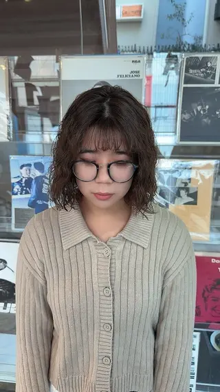 ミディアム パーマ デザインカラー/中性 ウルフ/mitsuのヘアスタイル