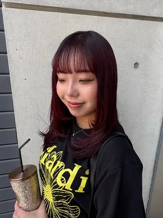 セミロング カラー パーマ/カラーモデル ななほのヘアスタイル