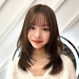 ロング カラー 山崎/ボブ縮毛矯正 レイヤー髪質改善のヘアスタイル