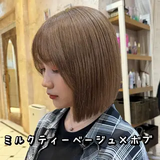 ミディアム カラー damask roseのヘアスタイル