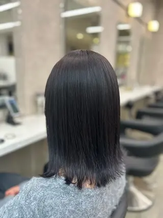 セミロング カラー パーマ ヘアアレンジ メンズ キッズ ブリーチなしカラー/ ブラウン/レイヤーのヘアスタイル