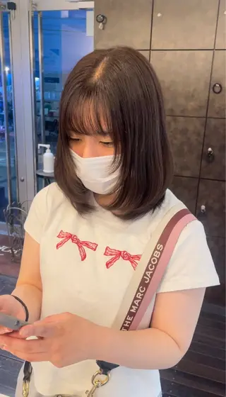 セミロング カラー 🤎韓国ヘア ベージュ まゆか🤎のヘアスタイル