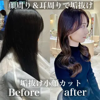 ロング 韓国風/小顔レイヤー /艶カラーのヘアスタイル
