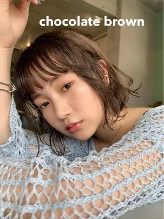 ショート カラー 柔らかブラウン/顔周 りレイヤー♡ユウシのヘアスタイル