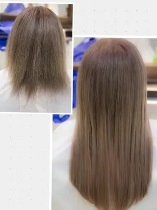 ミディアム FÜRSTIN所属・西村髪質改善 ブリーチ縮毛矯正のヘアスタイル