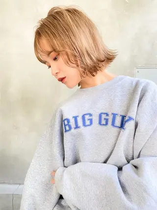 ミディアム カラー パーマ ヘアアレンジ ✂️ボブ特化 🌷喜美花のヘアスタイル