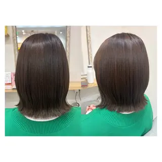 ミディアム レイヤーカット・ 縮毛矯正 星野のヘアスタイル