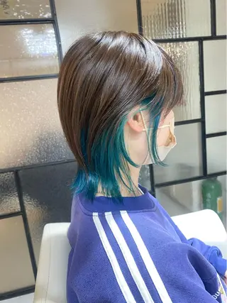 ミディアム カラー 安永 涼のヘアスタイル