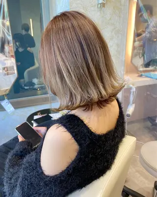 ミディアム カラー 店長/mao/ 前髪/顔周りカットのヘアスタイル