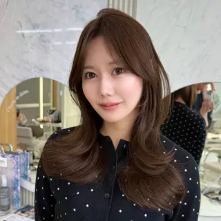 セミロング カラー 似合わせレイヤー/ 透明感カラーのヘアスタイル