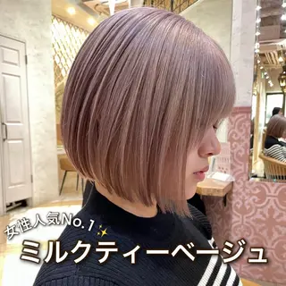 ミディアム カラー 脱白髪染め/ 髪質改善/ハクのヘアスタイル