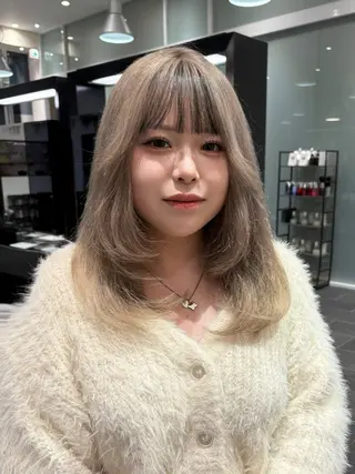 セミロング カラー 似合わせ前髪／ 小顔カット🎀そうのヘアスタイル