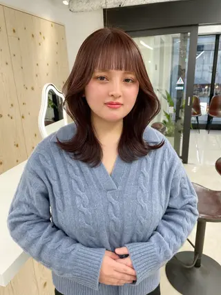 セミロング カラー 新宿/韓国ヘア/ 髪質改善ストレートのヘアスタイル