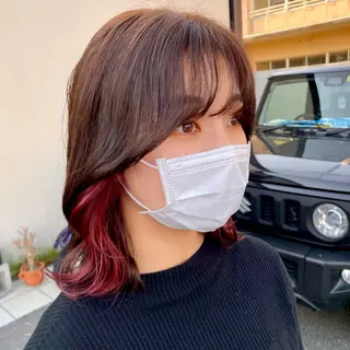 セミロング カラー 惣木 菜穂のヘアスタイル