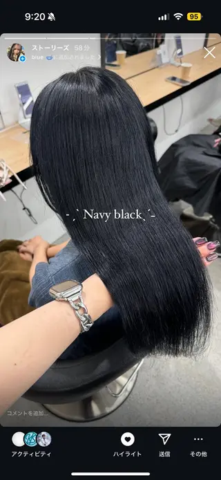 ロング カラー 暗髪🩶ラベンダー/ ブルー/ユウナ🤍のヘアスタイル