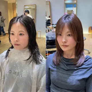 ミディアム パーマ 縮毛矯正/レイヤー /ひかるのヘアスタイル