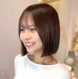 ショート カラー 莉乃/縮毛矯正/髪質 改善/艶カラーのヘアスタイル