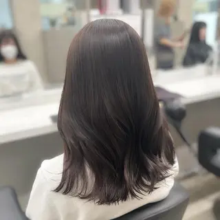 セミロング カラー パーマ ヘアアレンジ メンズ キッズ ブリーチなしカラー/ ブラウン/レイヤーのヘアスタイル