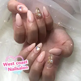 ネイル リボン、ガーリー パーツ放題専門店のネイルデザイン