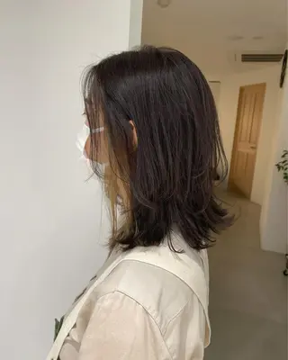 ミディアム カラー 暖色カラー🍊 ボブ🌿顔周りcutのヘアスタイル