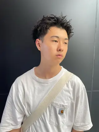 パーマ メンズ スパイキーパーマ 柏NO1 藤本葉のヘアスタイル