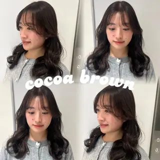 セミロング コテ巻き風パーマ 銀座RINOSEのヘアスタイル