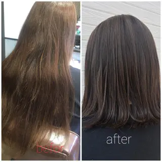 ミディアム カラー ビヨウシツトリコ よねたにみなのヘアスタイル