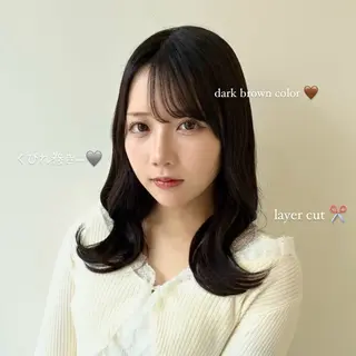 セミロング レイヤーカット🩵 盛れ顔周り/Miuのヘアスタイル