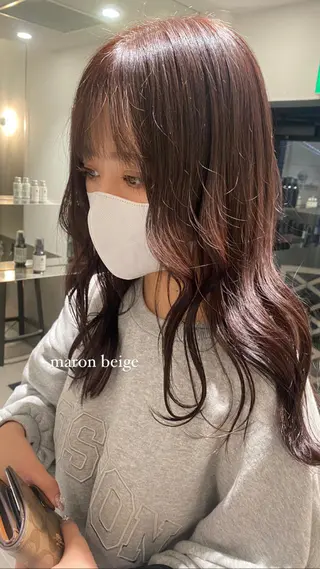 ロング カラー ミオ💎透ける暗髪／ ブリーチなしWカラーのヘアスタイル