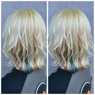 ミディアム カラー 難波・デザイン・ ハイトーン☆Rei☆のヘアスタイル