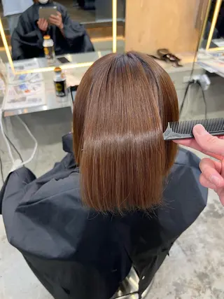 ミディアム 艶透明感カラー/ 髪質改善/三ツ木一生のヘアスタイル