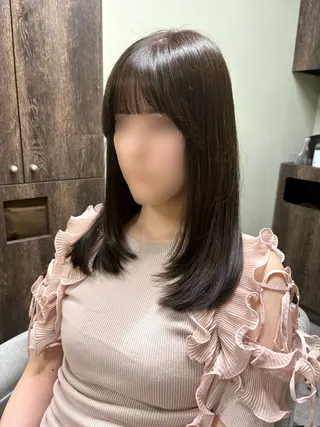 ミディアム 髪質改善カラー&TR 縮毛矯正/弱酸性矯正のヘアスタイル