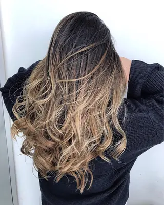 ロング 白髪ぼかしハイライト めさきすずなのヘアスタイル