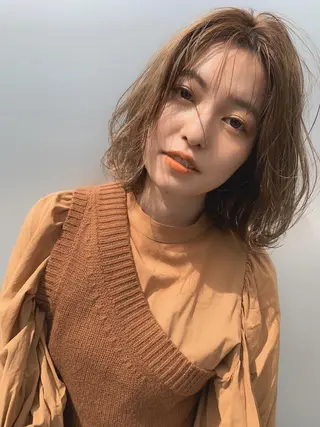 ミディアム カラー パーマ kith.所属・ケアカラー×髪質改善 🌙OKUBO🌙のヘアスタイル