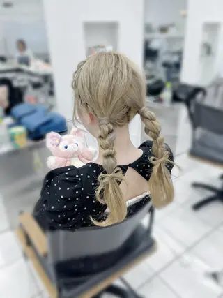 セミロング カラー ヘアアレンジ クルミ🤍ピンク 🎀韓国ヘアのヘアスタイル