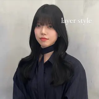 ロング 𝙆𝙖𝙞🎀🩶 レイヤー/縮毛矯正のヘアスタイル