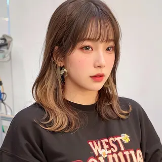 ミディアム カラー インナーカラー/レイ ヤーカット♡/マキシのヘアスタイル