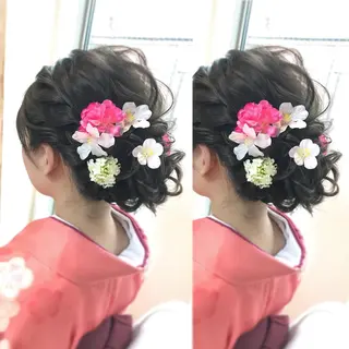 セミロング ヘアアレンジ ヘアセット/卒業式 袴着付け✨清水玲歌のヘアスタイル