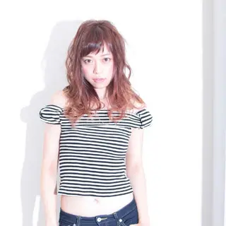 ロング パーマ カラー 須賀 一美のヘアスタイル