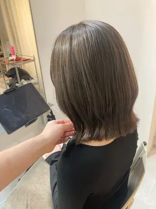 ミディアム ✨色持ちの良い艶 カラー✨蟹江真世のヘアスタイル